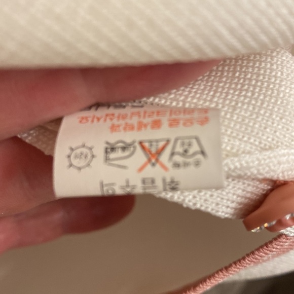 Beautiful pink and cream sweater jacket size L buttons down in front. - Picture 3 of 5